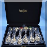 S16. Set of 6 enameled silverplate spoons. New in box.
